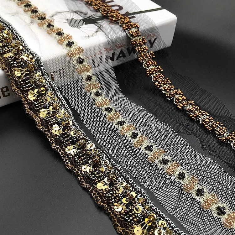 Mesh Embroidery Caterpillar Handmade Beaded Barcode Clothing Accessories Lace Trim Wholesale