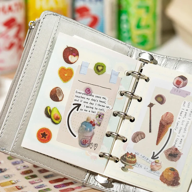 Mr.Paper 1Style 6Pcs/bag Glitter Sand PET Waterproof Durable Sticker Book DIY Handbook Calendar Scrapbook Photo Frame Decoration