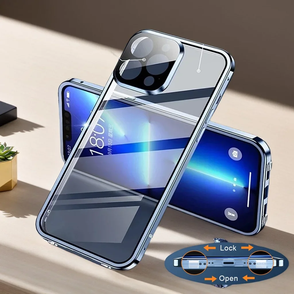 مزدوج الوجهين الزجاج المغناطيسي المعادن جراب هاتف ل Vivo Y28 Y28S Y28E Y78 Y200 Pro Y300 زائد Y36 5G 4G عدسة الكاميرا غطاء وقائي
