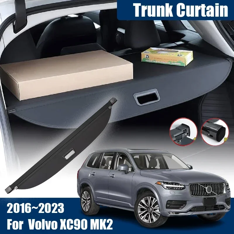 

For Volvo XC90 MK2 2018 Accessories 2016~2023 Car Trunk Cargo Cover Luggage Trunk Curtain Rack Partition Interior Auto Parts