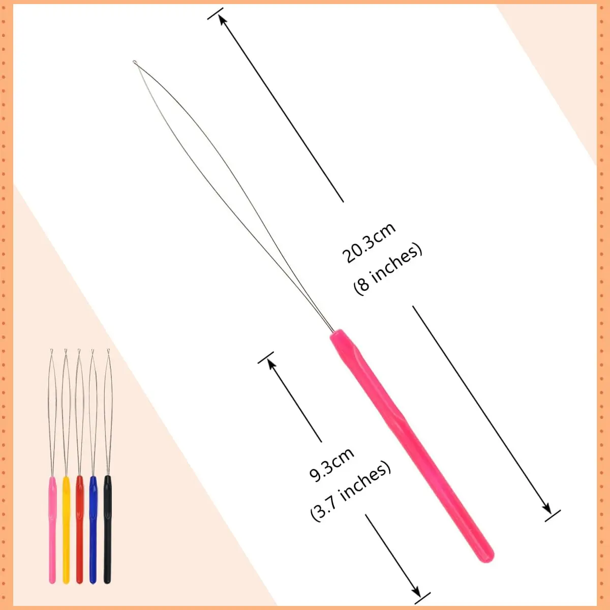 5Pcs Crochet Hook Needle Threader Bead Tool for Micro Ring Hair Extensions DIY Sewing Beading Accessories