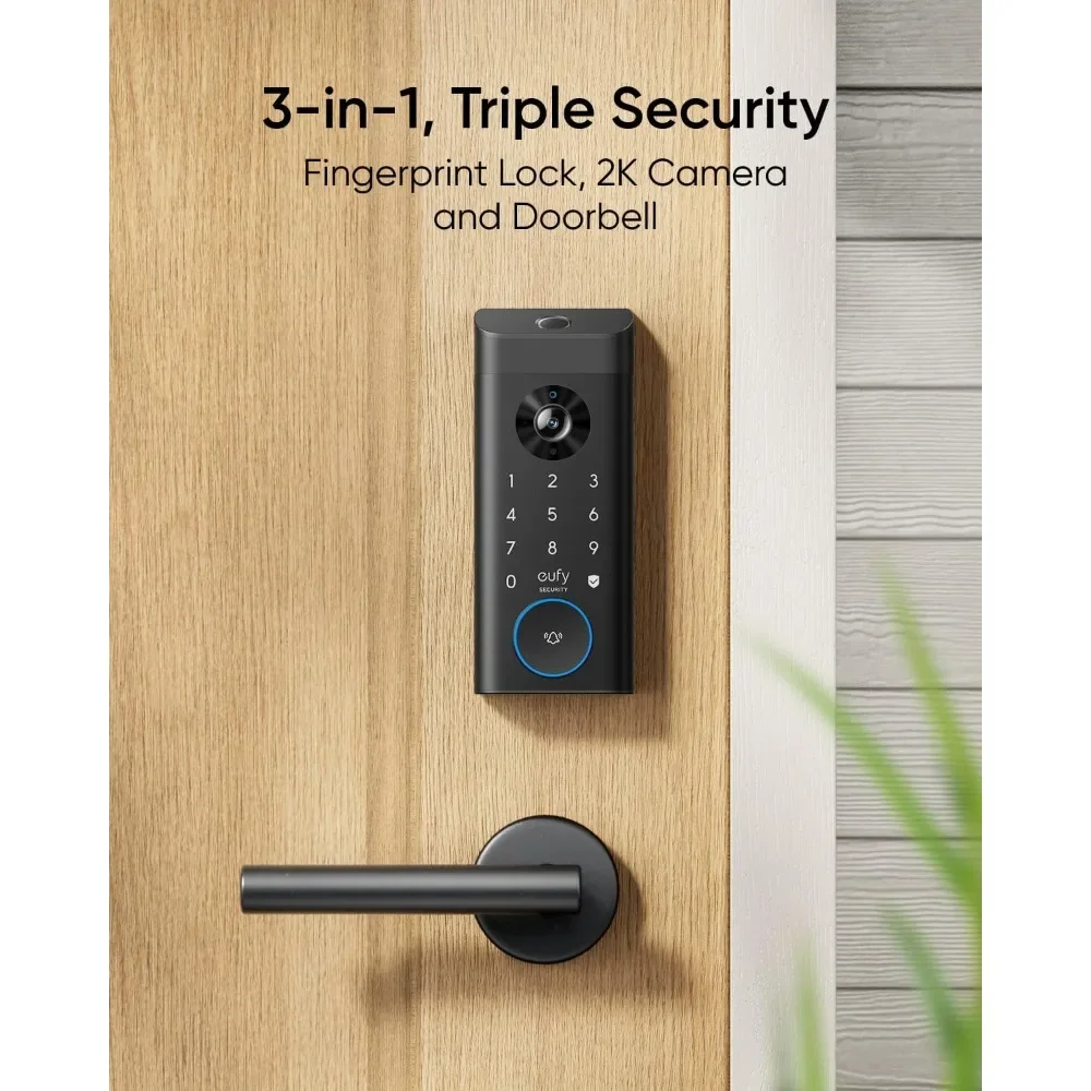 Video Smart Lock E330, 3-in-1 Camera+Doorbell+Fingerprint Keyless Entry Door Lock, App Remote Control