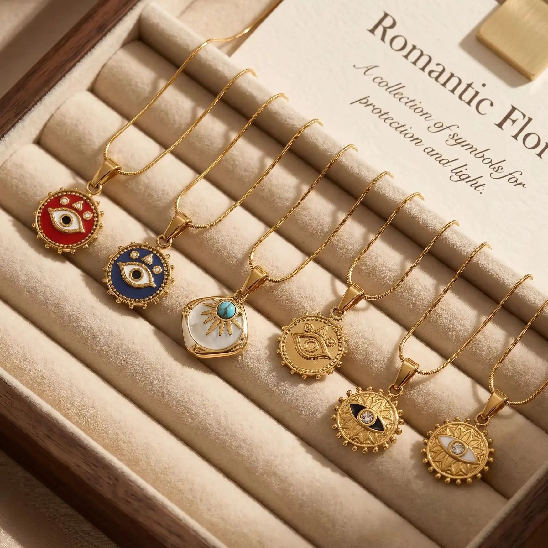 SOVOB Trendy Rock Rap Style Evil Eye Pendant Necklace Fashion Street Hip-Hop For Women's & Men's Gold-Plated Choker Accessories