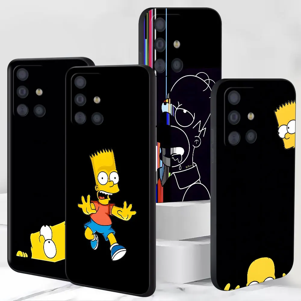 Phone Case for Samsung Galaxy A17 A15 A16 A14 A11 A27 A25 A55 A54 A13 A33 A52 A21s A51 A22 Black TPU Cover Cartoon The Simpsons