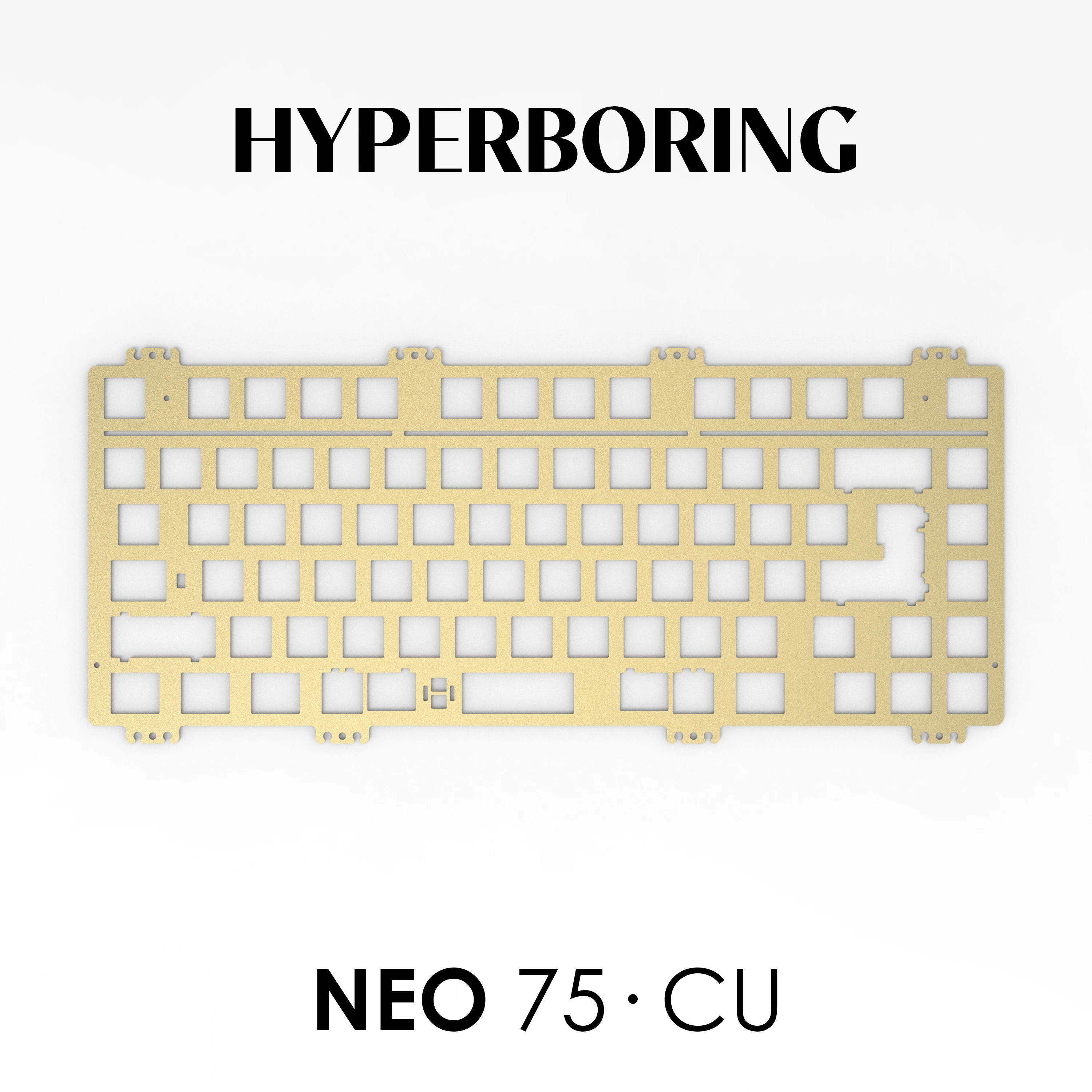 Keebox hyperboring neo75 cu kit de teclado mecânico placa de posicionamento pcb montado alumínio cobre latão pp pc placa de carbono