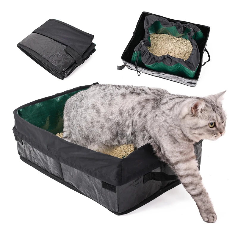 

Portable Cat Litter Box Dog Toilet Tray Outdoor Waterproof Reusable Travel Oxford Litter Pan for Outdoor Travel Cat Supplies