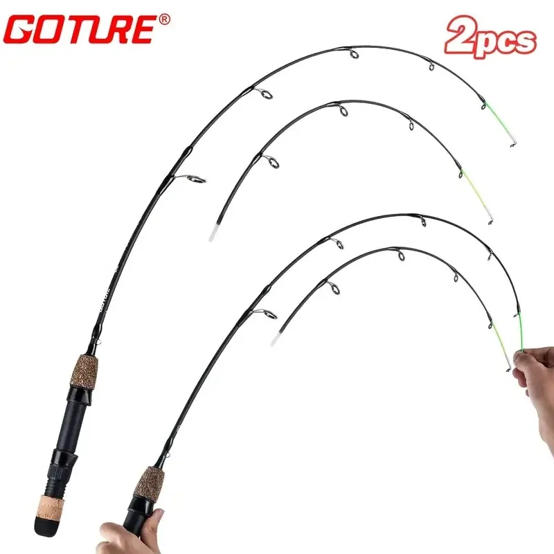 Goture Ultralight Ice Fishing Rod 28/32 Inch Fast Action Cork Design 2 Pcs Rod with Extra Tip for Perch Panfish Trout