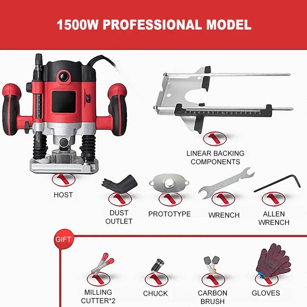 Electric Woodworking Router trimmer 220V 2100W Wood Milling Engraving Slotting Trimming machine Hand Carving Carpentry