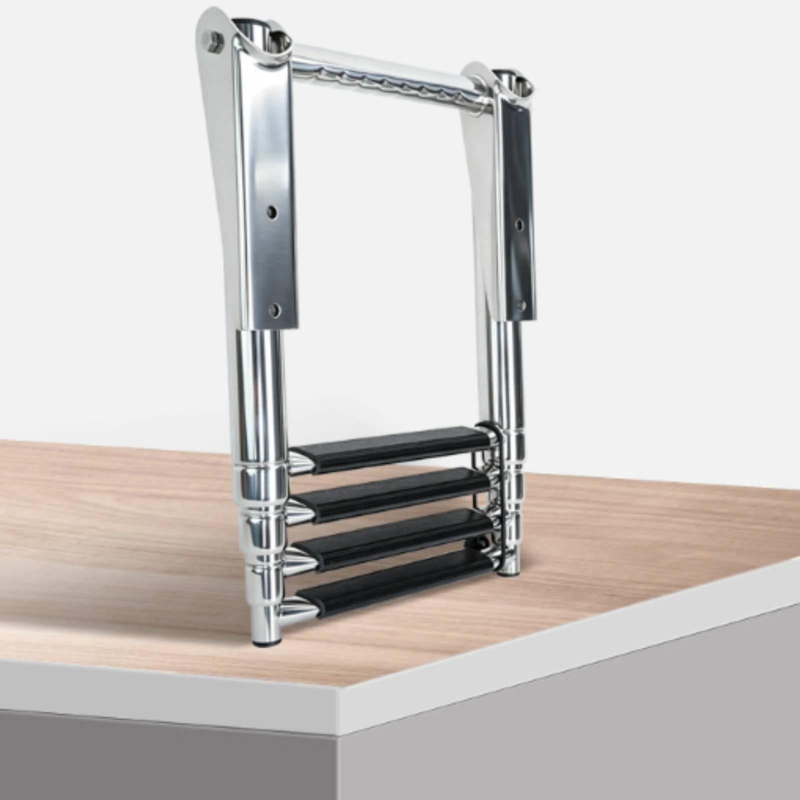 Telescoping Boat Ladder Marine-Grade Telescopic Boat Ladder Stainless Steel Corrosion-Resistant for Yacht Owners, Boats, Yachts