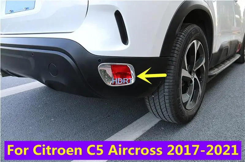 For Citroen C5 Aircross 2017 2018 2019 2020 2021 ABS Chrome 2pcs Rear Fog Lights Lamp Cover Trim Frame Car Styling Accessories