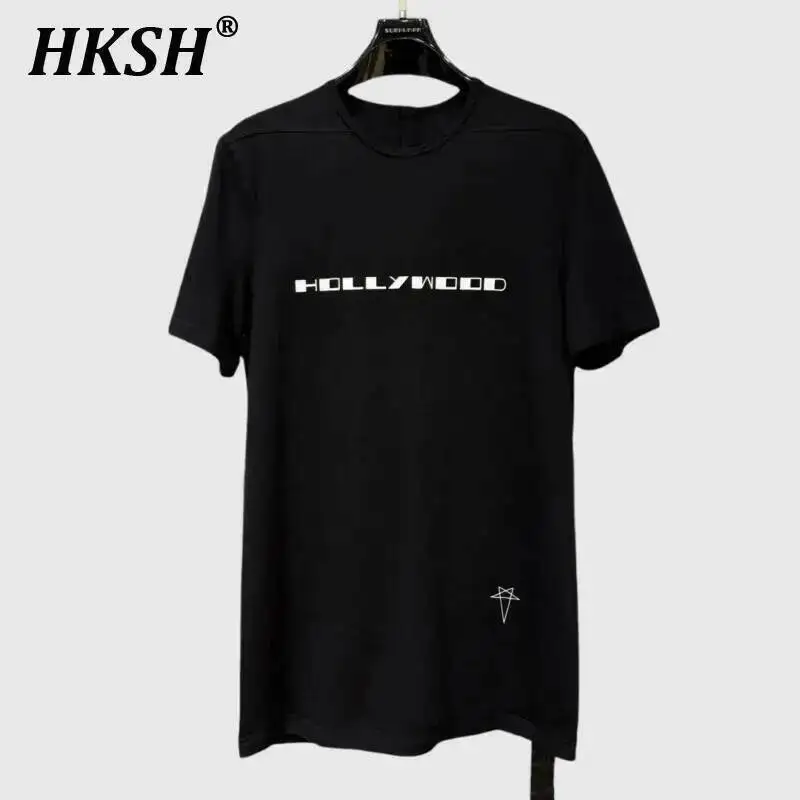 

HKSH весна-лето новые мужские дышащие хлопковые футболки в стиле RO 2025 года с круглым вырезом и буквенным принтом, с короткими рукавами, топы HK4637
