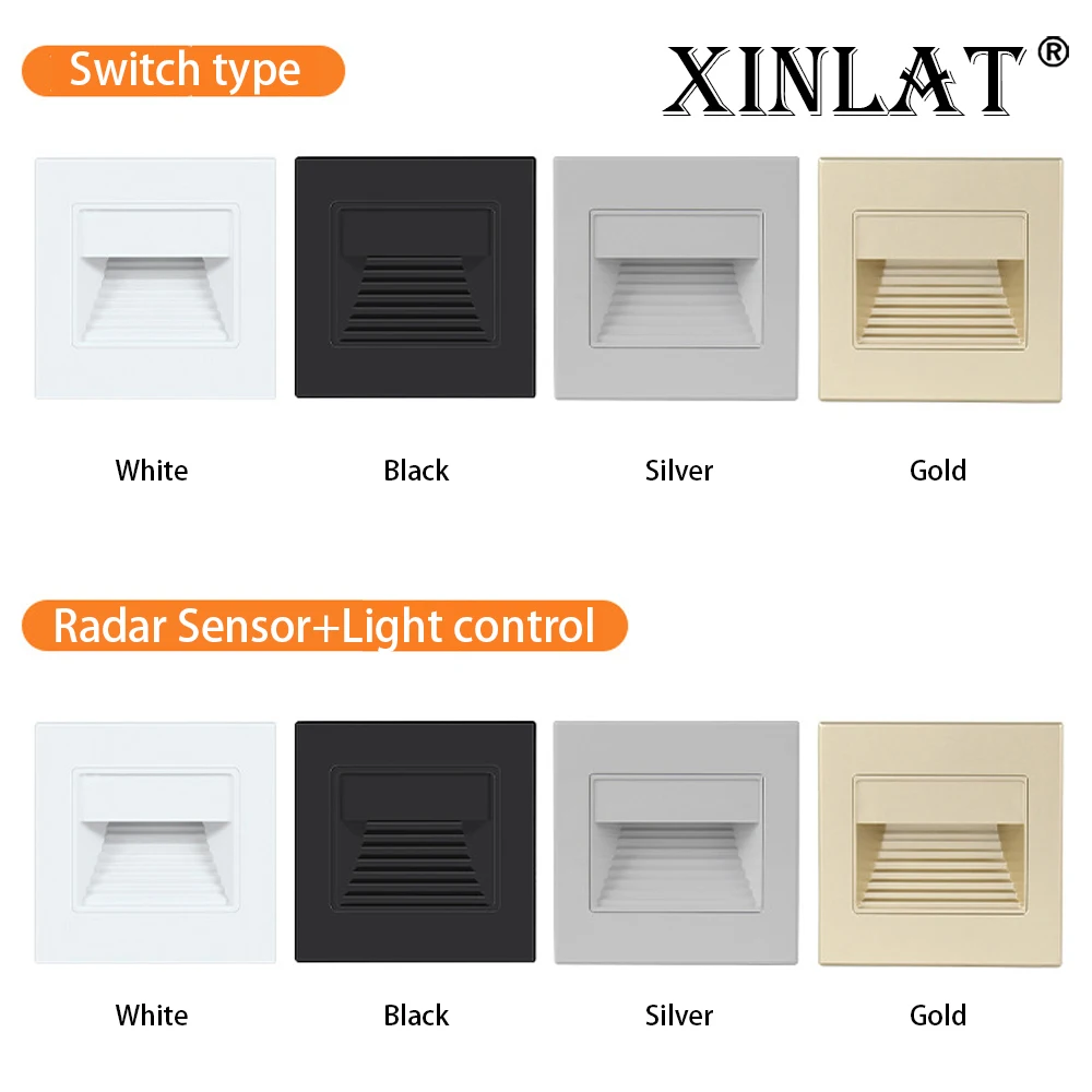 Recessed Wall Lamp Sensor Staircase Lighting Led Step Footlight Night Spot Lamp Motion Detect Luminaires Bedroom Bathroom XINLAT