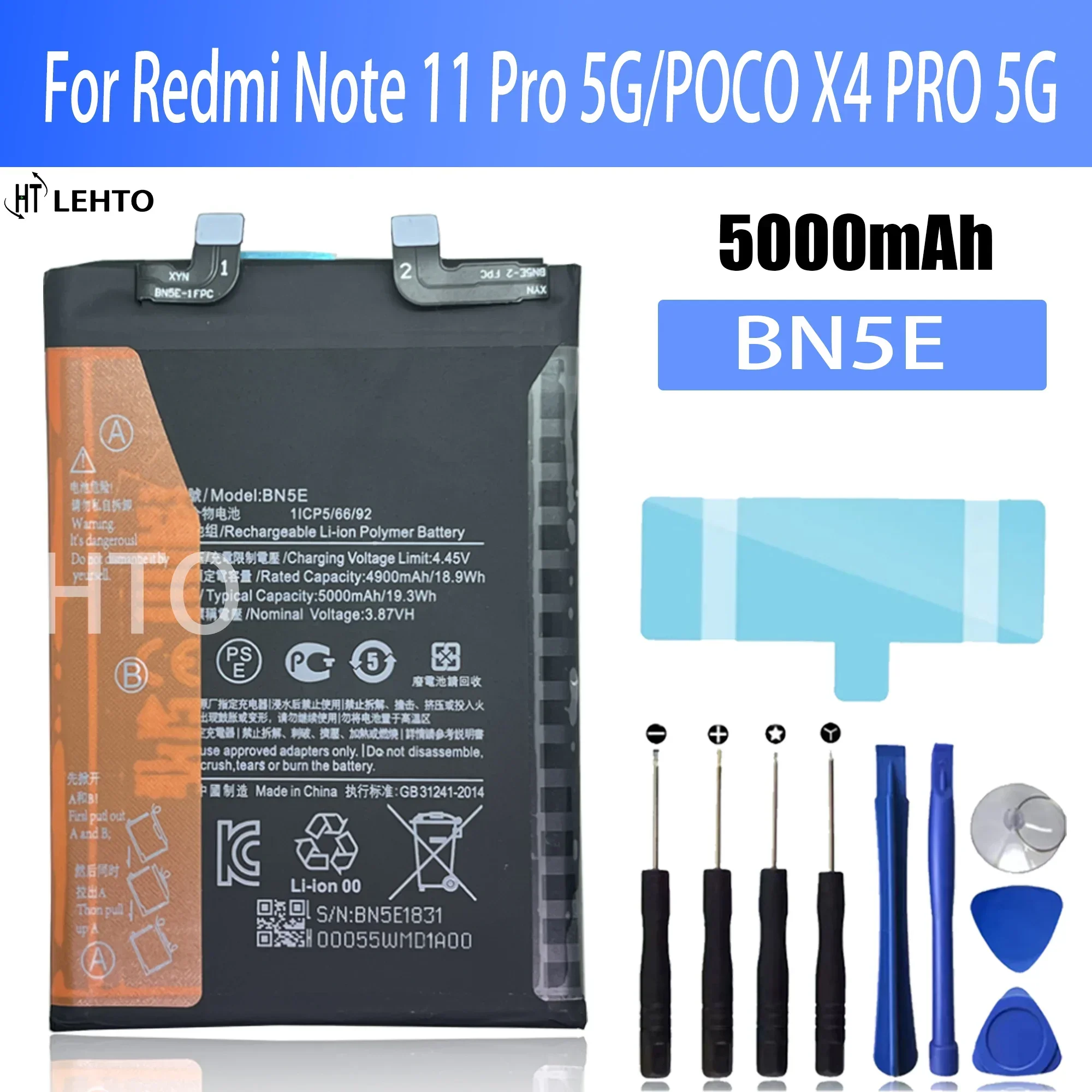 100% New Original BN5E Battery For Redmi Note 11 Pro 5G/POCO X4 PRO 5G Phone Replacement  Bateria