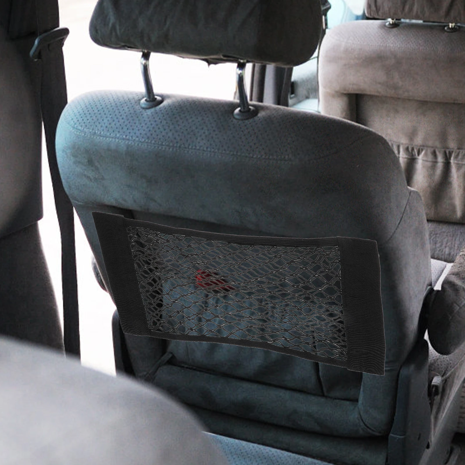 

Double Elastic Mesh Car Storage Net Bag Universal Heavy-Duty Stretchable Trunk Organizer Black 60X25Cm Breathable Cargo Pouch