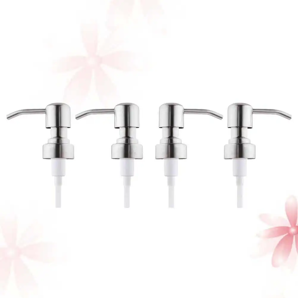 4Pcs Stainless Steel Soap Dispenser Lids 28Mm Pump Bottle Head Replacement for Lotion Emulsion Dispensers Bathroom Kitchen