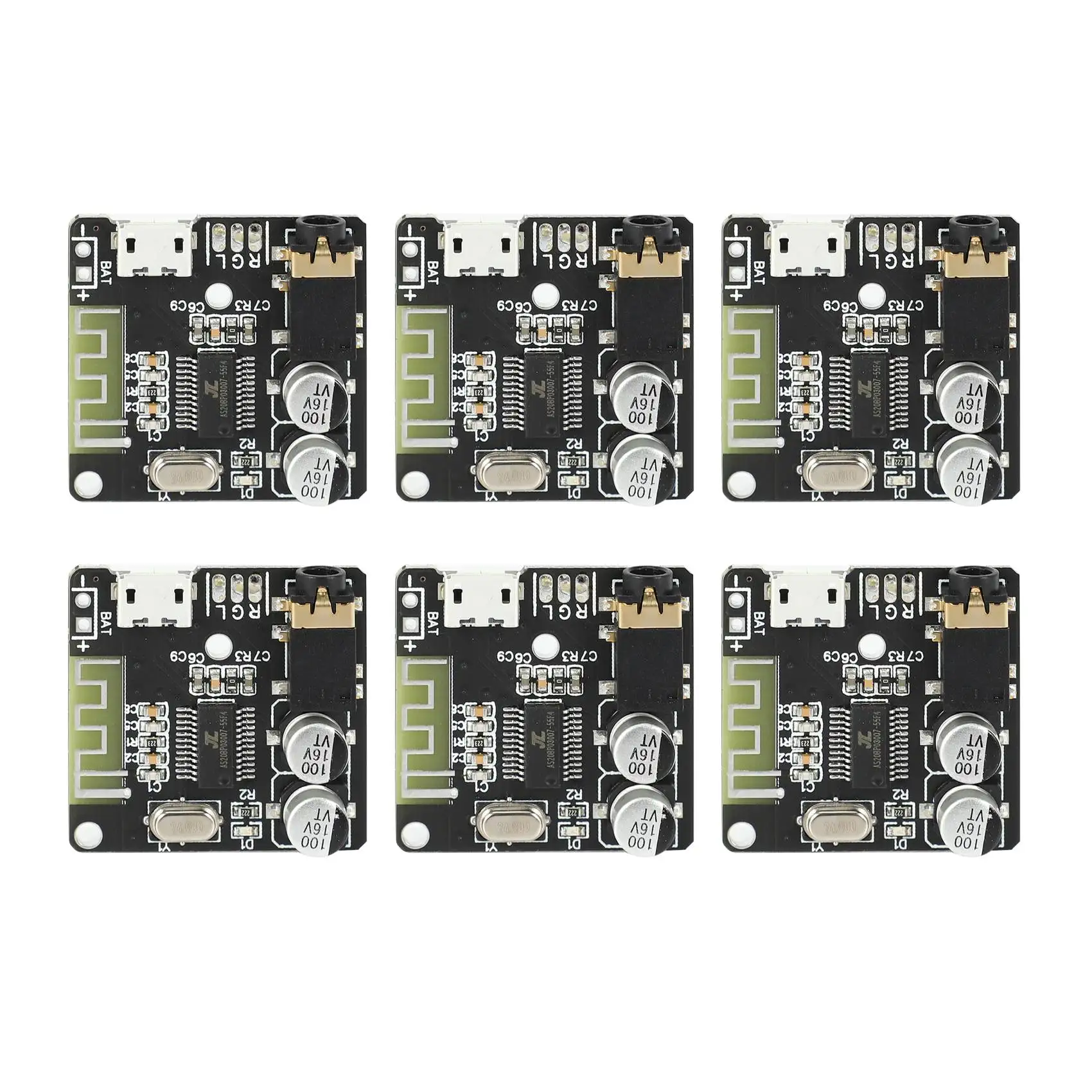 6 Stuks VHM-314 V.20 Bluetooth Audio Ontvanger Board Bluetooth 5.0 Mp3 Lossless Decoder Board Met Lithium Batterij Opladen