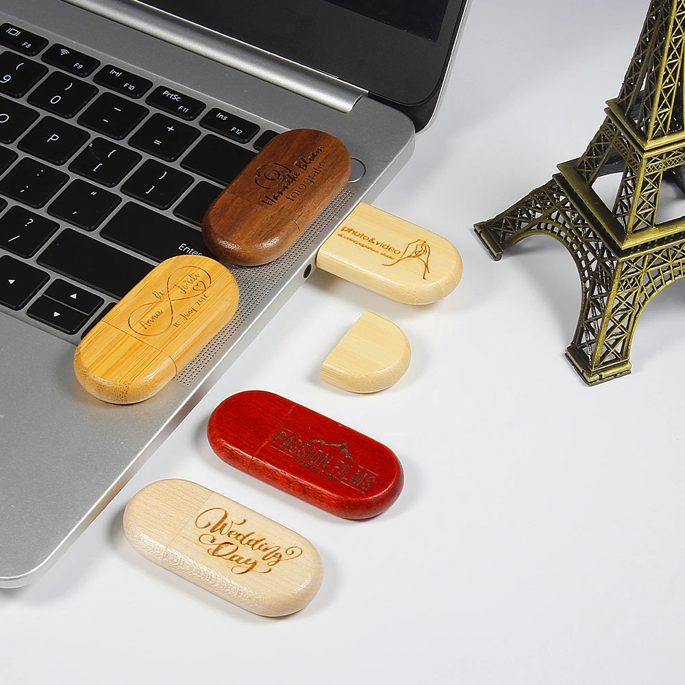 

JASTER Wedding Gift USB 2.0 Flash Drive Wooden Memory Stick 16GB 32GB Gifts Key Chain 64GB U Disk Free Customer LOGO Pendrive