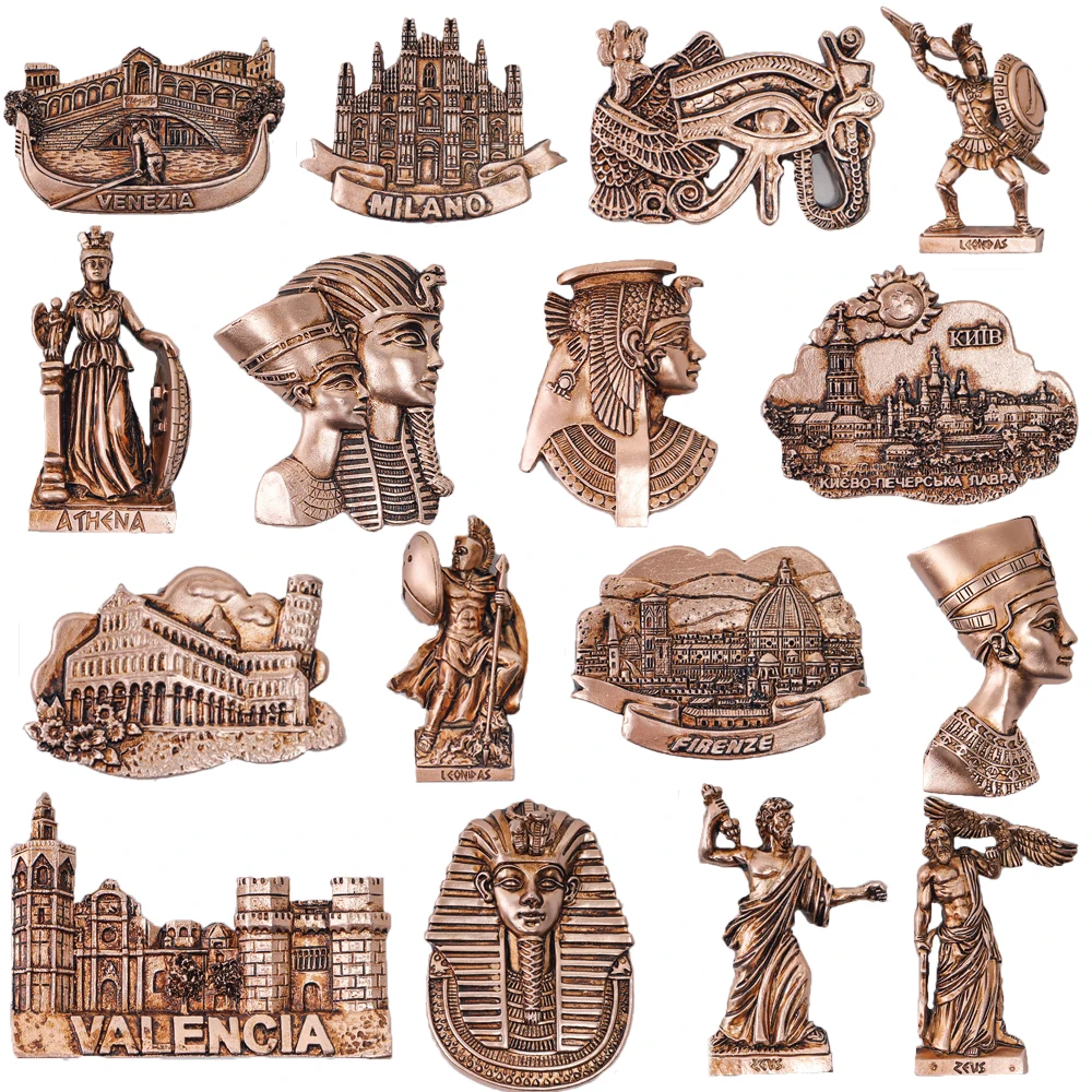 Italy Tourism Souvenir Venezia Firenze Magnetic Fridge Magnets Retro Resin Refrigerator Magnets Egypt Greek Mythology Stickers