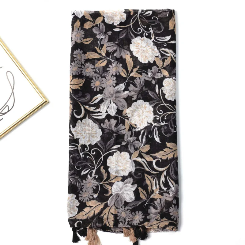 

Xiaolingxiao Цветочная фабрика Продажи-Border Живой принт Шелковый шарф Летний солнцезащитный крем Дорожная шаль Модная универсальная