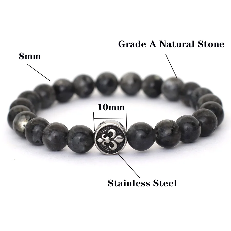 Simple Style Natural Stone Bracelet For Men Stainless Steel Metal Volcanic Rock Tiger Eyes Strand Braclet Perfect Gift Boyfriend