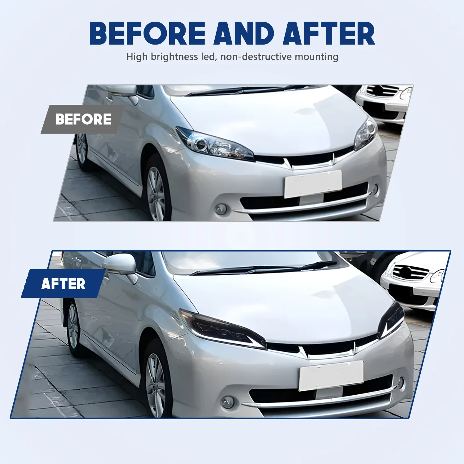 Car Headlights for Toyota WISH 2009-2015 Headlight Assembly PREVIA Modified LED Daily Running Light Lens Headlights