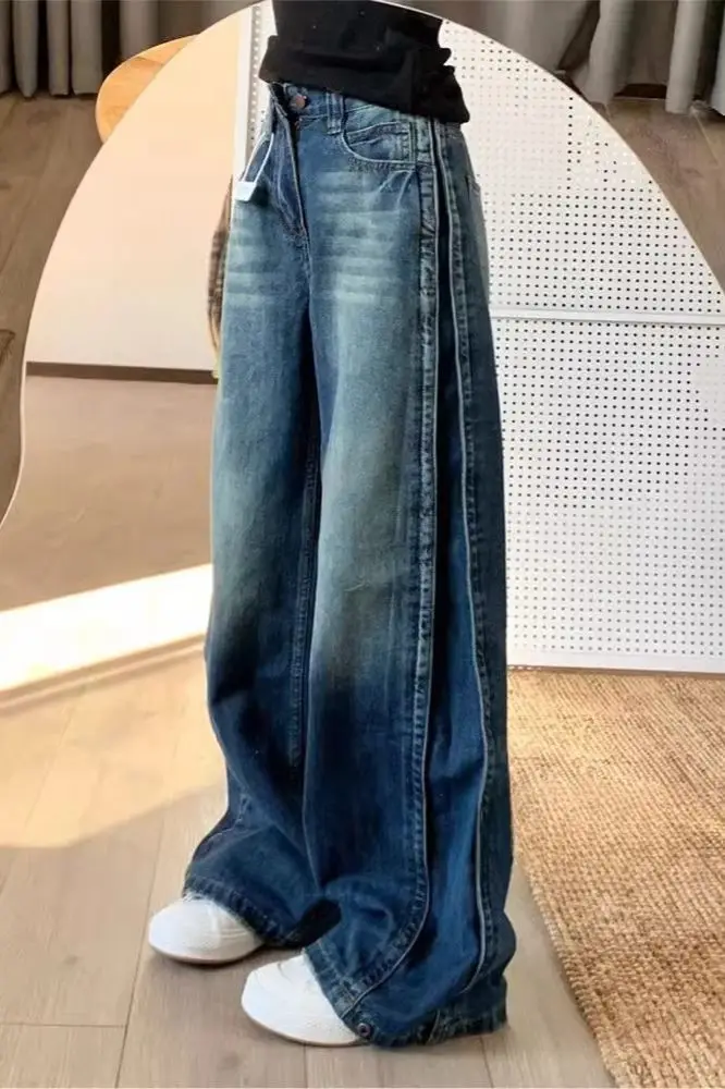 Ladies Jeans Gothic Clothes High Fashion Trend Popular Female Denim Hot Sense Series Solid Color All Match Long Classic Autumn