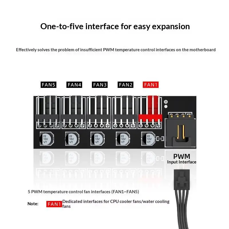 New New 4 Pin PWM Fan Hub Splitter 1 To 5 Way Splitter With 40cm Cable Hub Molex Power Supply For Desktop PC Case Cooling Fans