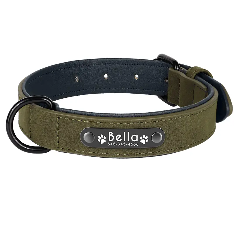Dog Collars Personalized Custom Leather Dog Collar Name ID Tags For Small Medium Large Dogs Pitbull Bulldog Beagle Correa Perro - Image 12