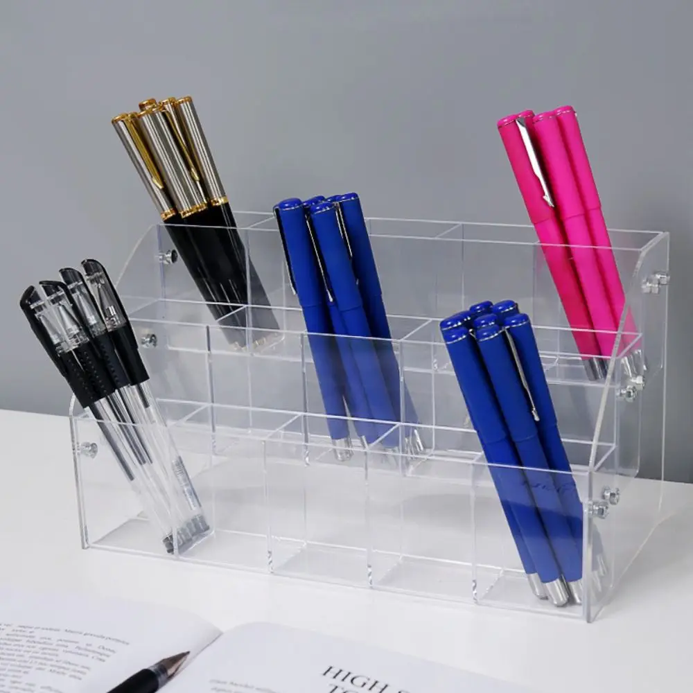 

2/3/4/5 Layer Mark Pen Holder Transparent Acrylic Stationery Display Shelf Ladder Type Multifunction Pencil Organizer