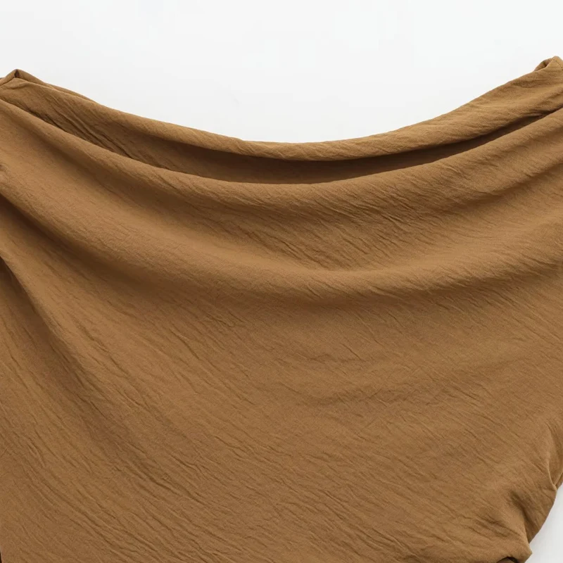 HXAO Top asimmetrico con volant Donna Estate 2025 Sexy Crop Corsetto Serbatoi e canottiere Off White Marrone Tunica Top Elegante High Street Gilet