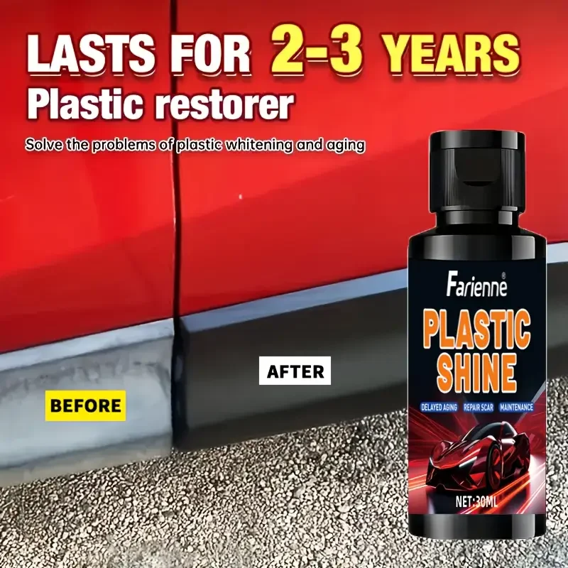 شمع تجديد البلاستيك - مرمم لمعان لوحة القيادة السوداء، يمنع التكسير والبهتان، العناية بالمقعد الجلدي والأريكة، محسن لمعان الإطارات