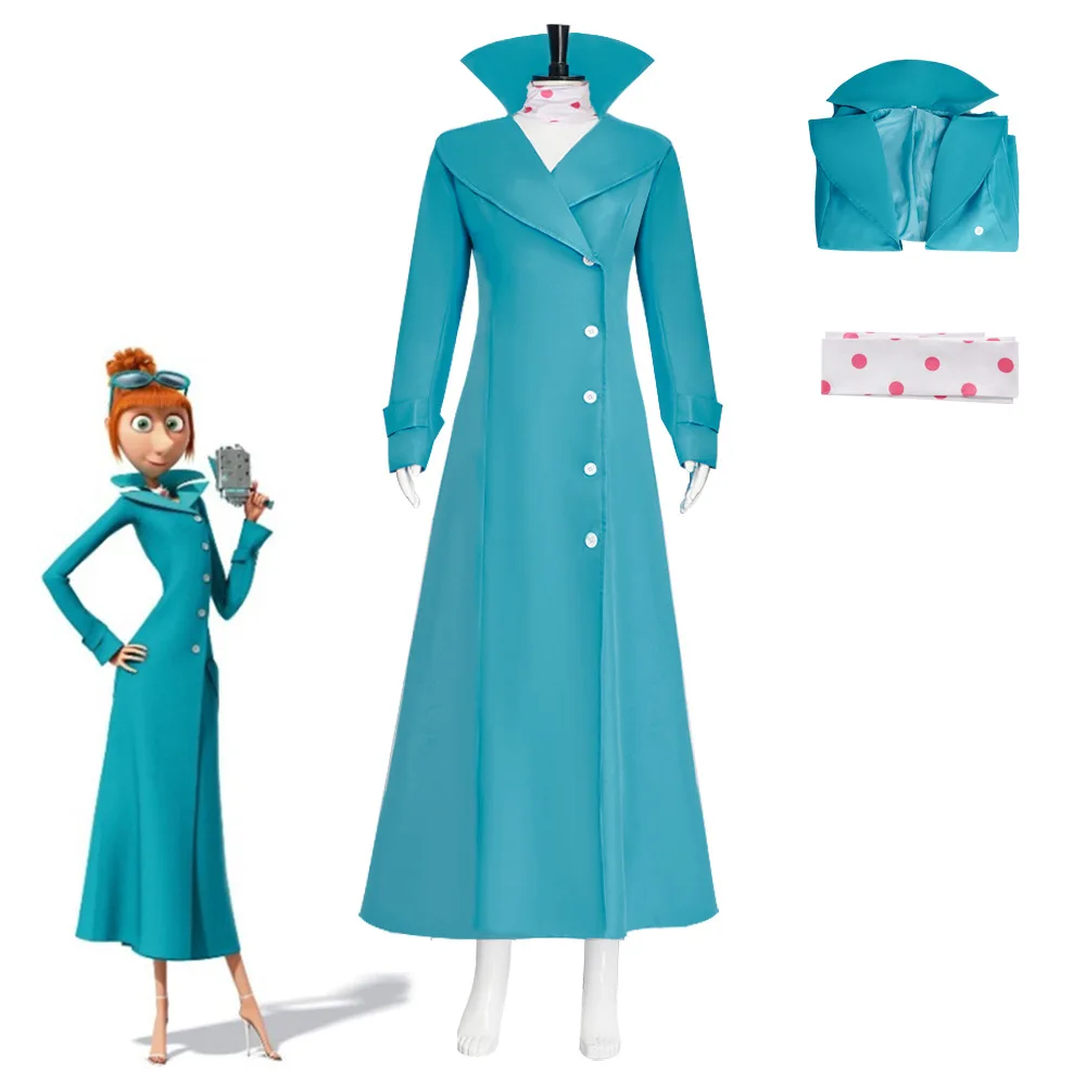 

Lucy Wilde Cosplay Costume Blue Long Jacket Animated Movies Lucy's Overcoat Wome Halloween Partyn's Trench Coat
