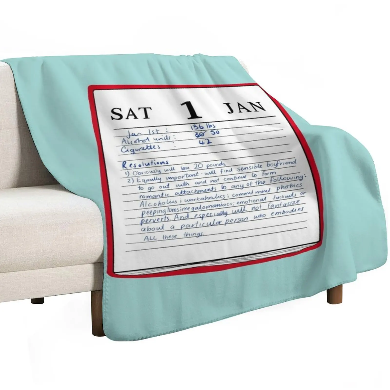 Bridget Jones' New Year Resolutions Throw Blanket Plush Fuzzy Cozy Blanket for Couch Sofa