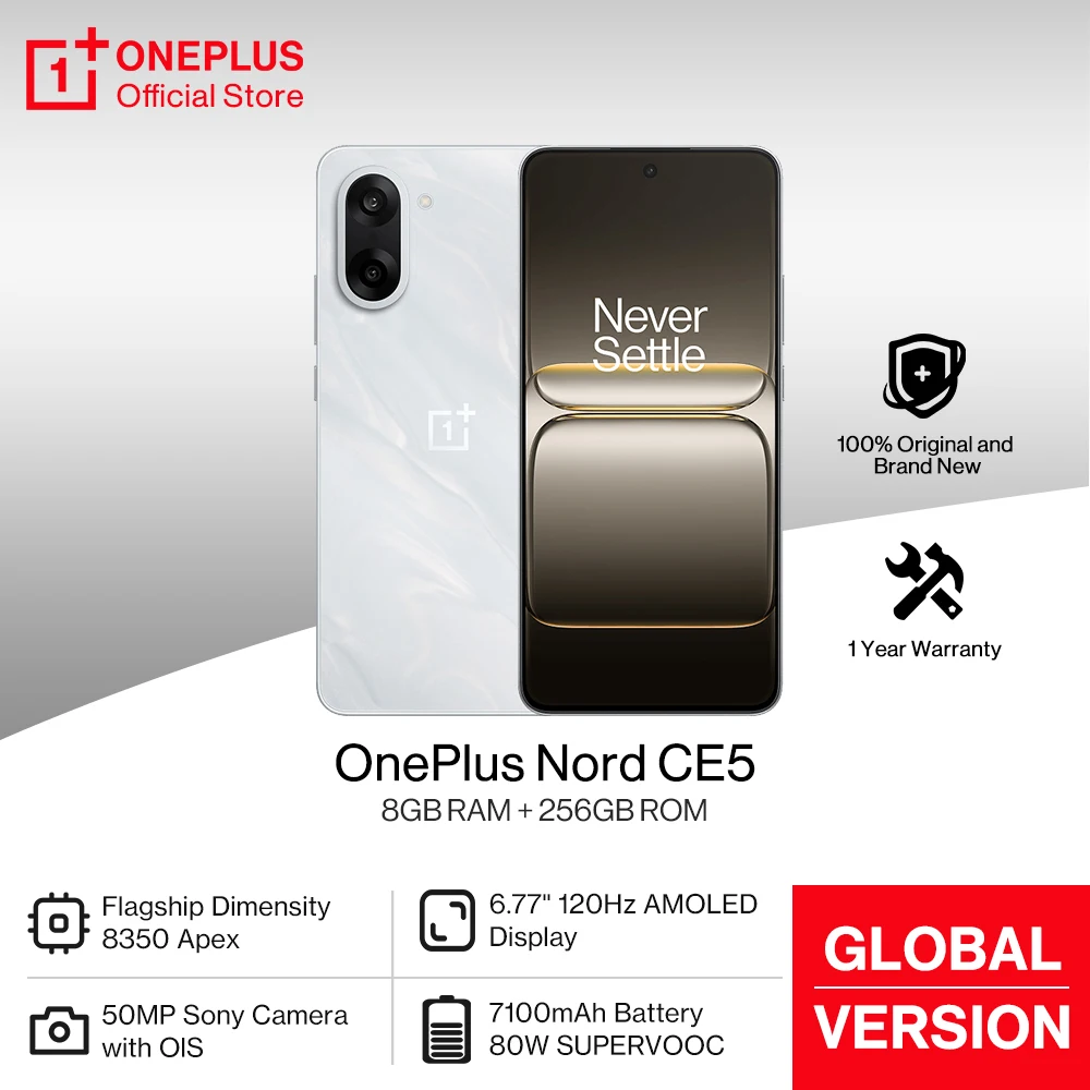 Смартфон OnePlus Nord CE 5, глобальная версия, аккумулятор 7100 мАч, MediaTek Dimensity 8350, Apex, 50-мегапиксельная камера Sony LYT-600 Смартфон OnePlus Nord CE 5, глобальная версия, аккумулятор 7100 мАч, MediaTek Dimensity 8350, Apex, 50-мегапиксельная камера Sony LYT-600