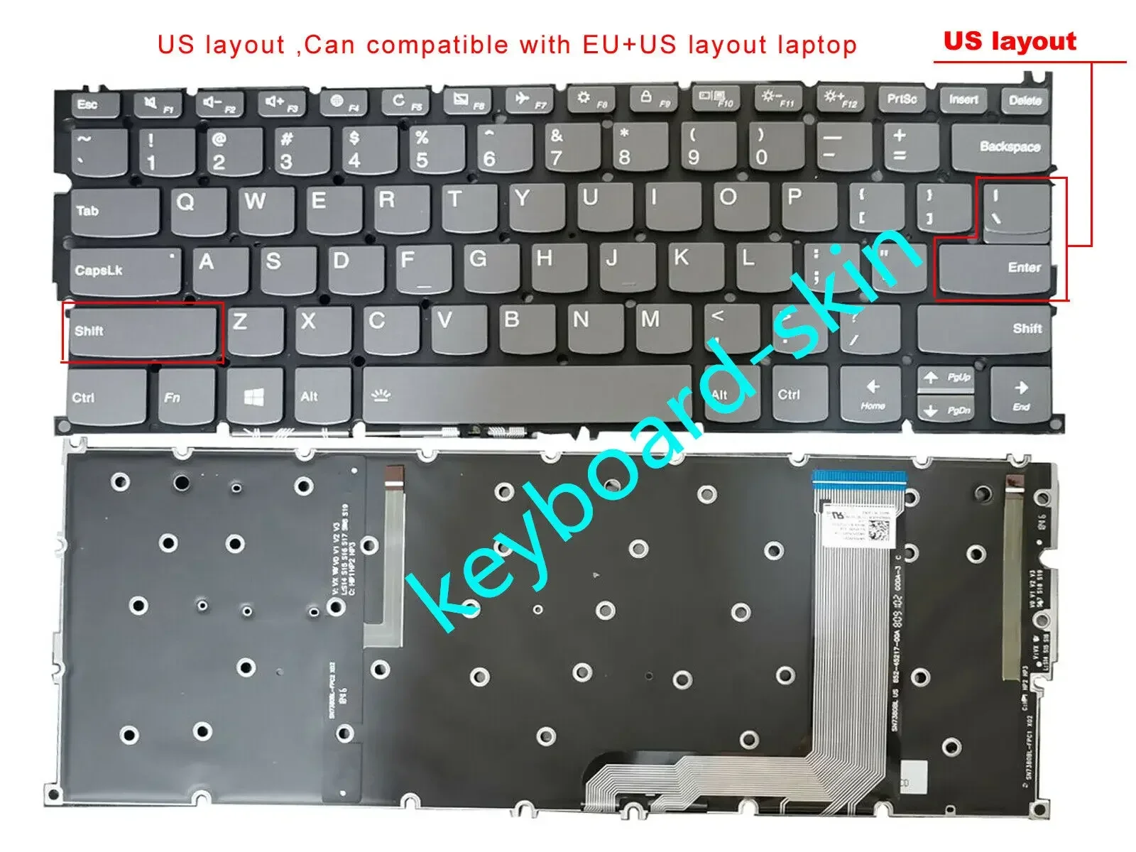 New US Keyboard Backlit No-frame for Lenovo Yoga C630,Yoga C630-13 C630-13Q50 laptop