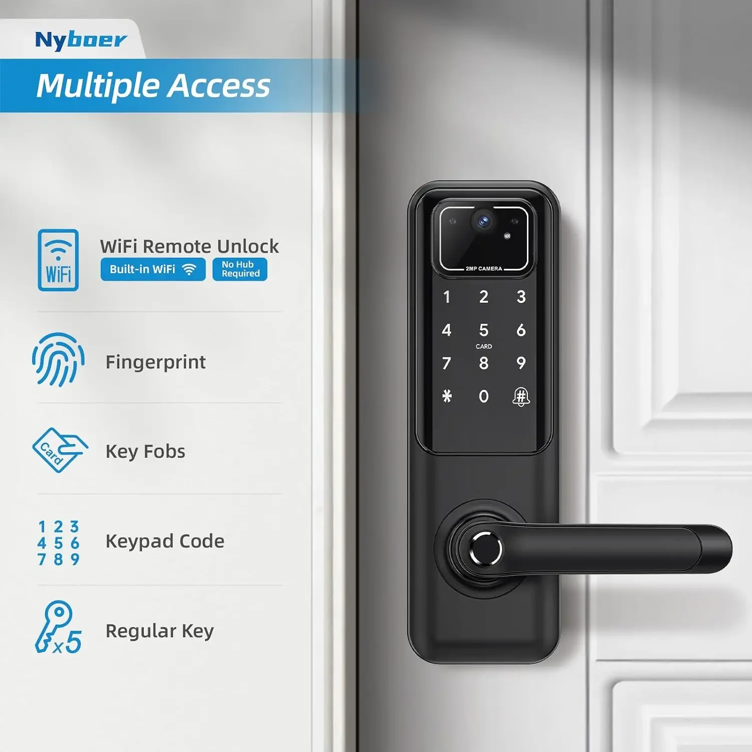 Imagem -04 - Fingerprint Door Lock com Câmera Keyless Entry Door Lock Electronic Digital Door Lock w Handle