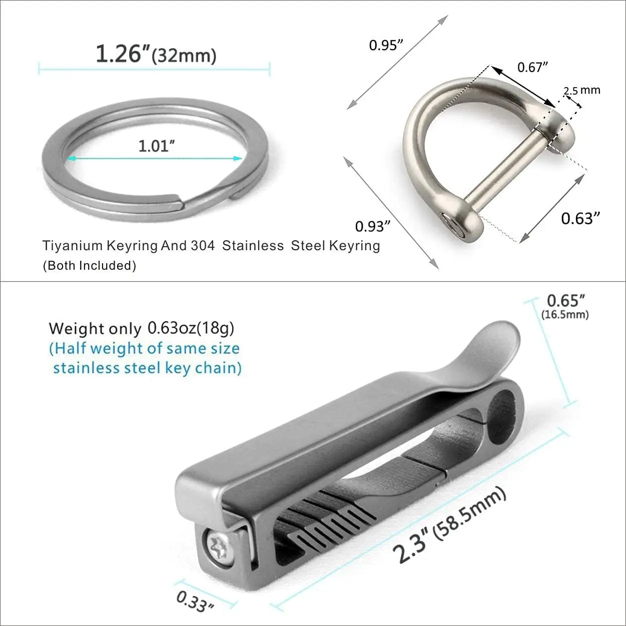 

Belt Loop Keychain Clip, Titanium Carabiner Keychain Key Holder for Duty Belt, Car Key Chain for Men Women