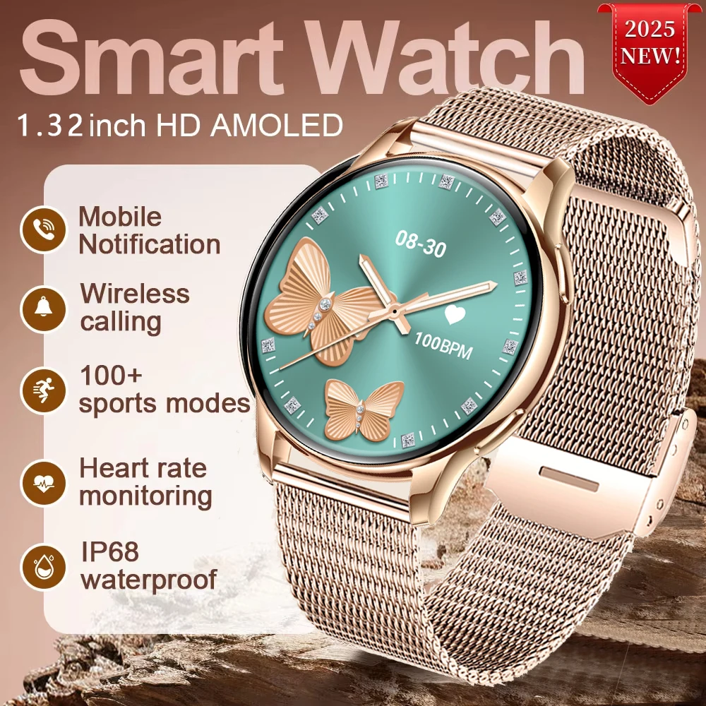 

2024 New GPS Smart Watch Women True AMOLED 466*466 HD Screen Health Tracker Sports NFC Voice Bluetooth Call Smartwatches Ladies