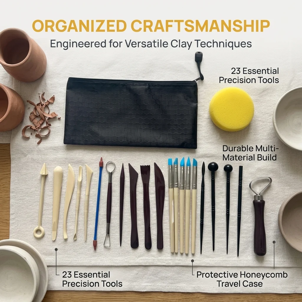 23Pcs Clay Tools Set, Pottery Carving & Ceramic Sculpting Kit for Polymer Clay, DIY Art Supplies for Beginners & Artists