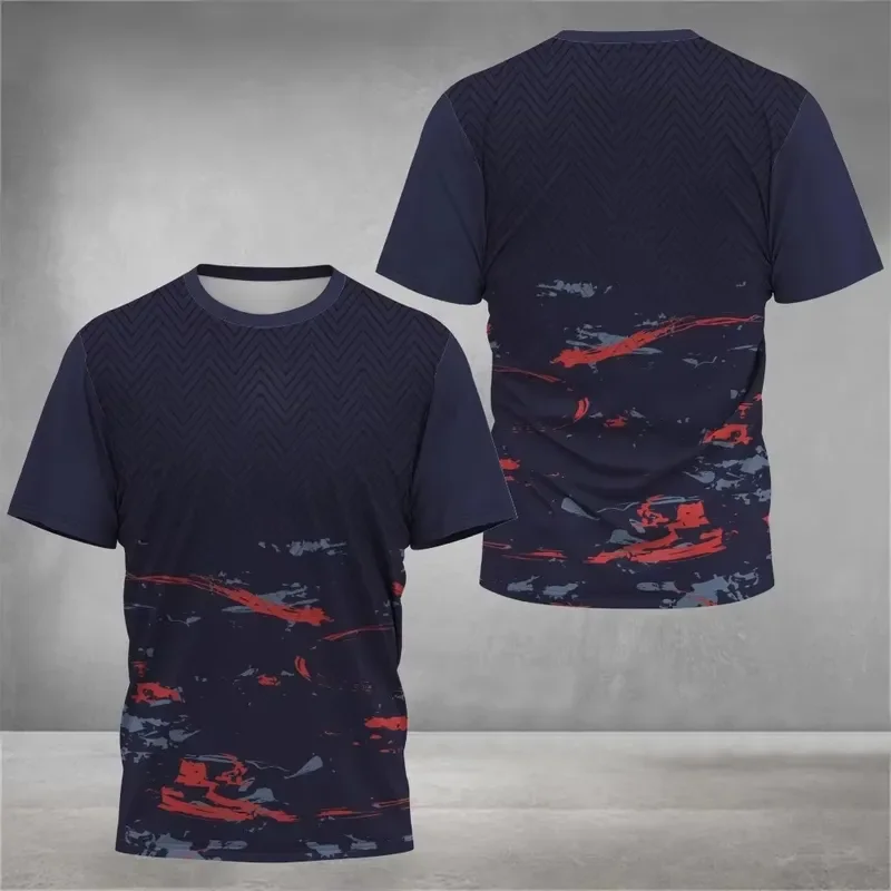 2026 Men's Crew Neck Short Sleeve T-Shirt with Vibrant Print for Tennis Running and Outdoor Sports Casual Comfortable