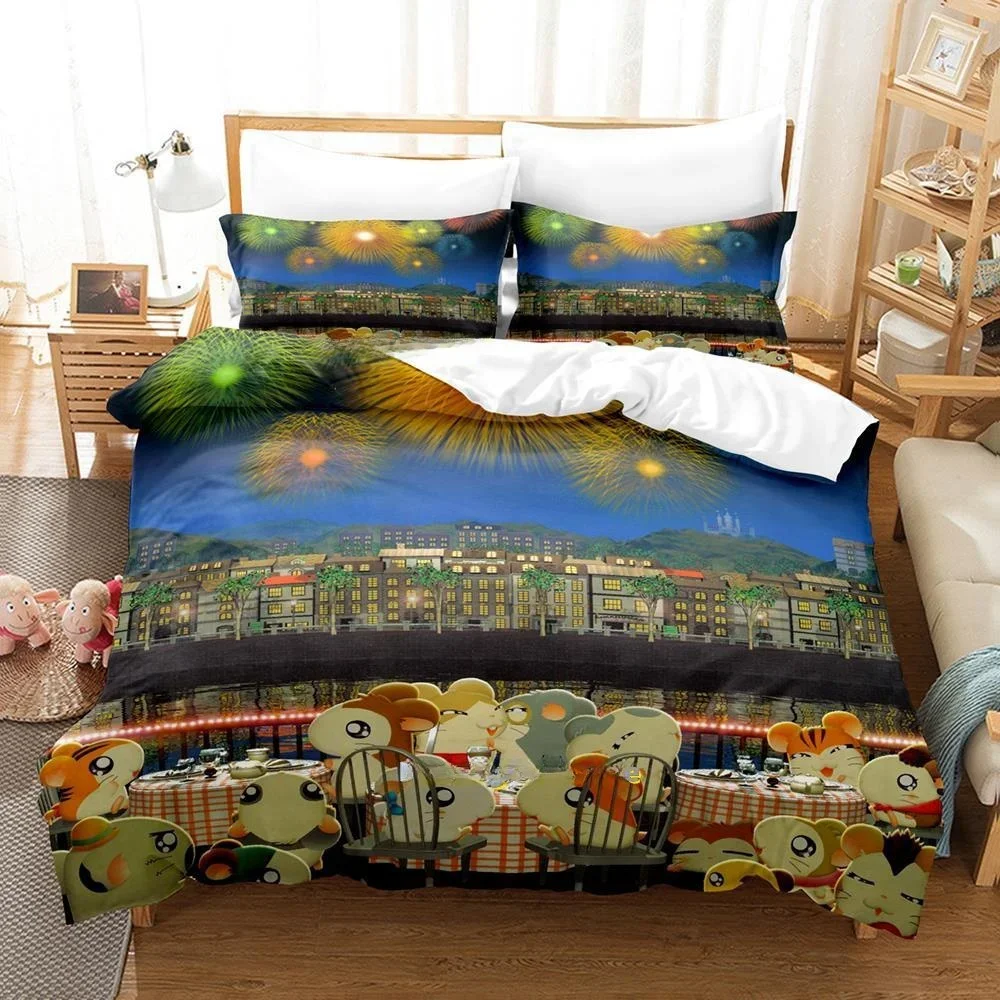 New Hamtaro Bedding Set Single Twin Full Queen King Size Bed Set Adult Kid Bedroom Duvet cover Sets 3D Print Anime Bed Sheet set