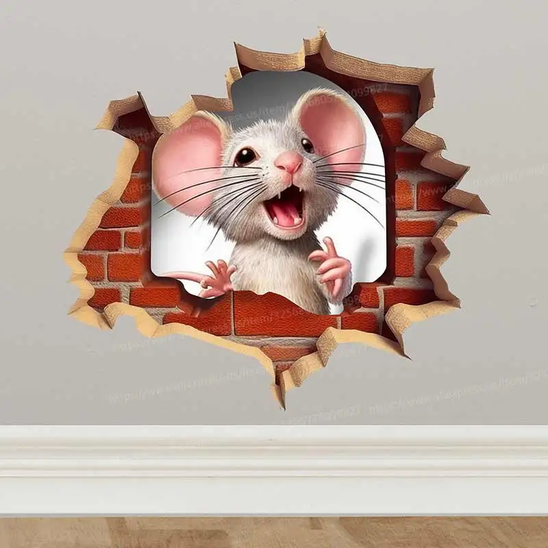 Calcomanía con orificio para la pared del ratón, pegatina con orificio para la ratón, calcomanía de vinilo impermeable, decoración del ratón, pegatina para ratones, decoración del hogar, regalo de vacaciones S793