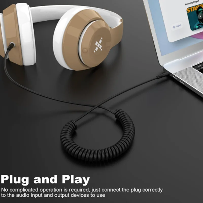 Wire Compatible with HyperX Kingston Cloud Alpha 3.5mm Audio Jack Stereo Cloud Alpha Cable Coiled Aux Cord Game Headset Cable