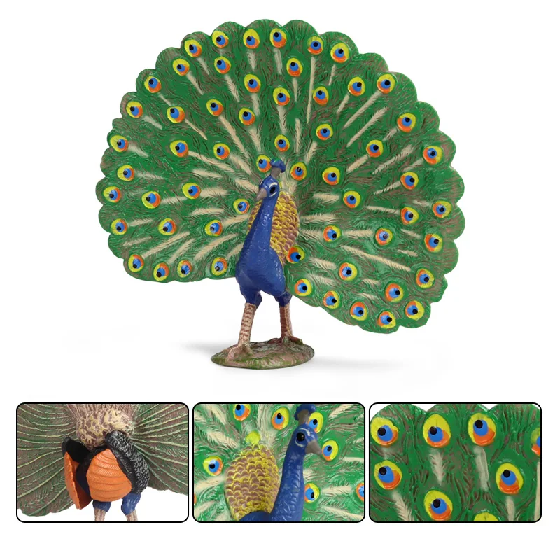 Oenux Bird Animal Parrot Peacock Owl Ostrich Crow Cassowary Model Solid PVC Action Figures Garden Decoration Education Kids Toy