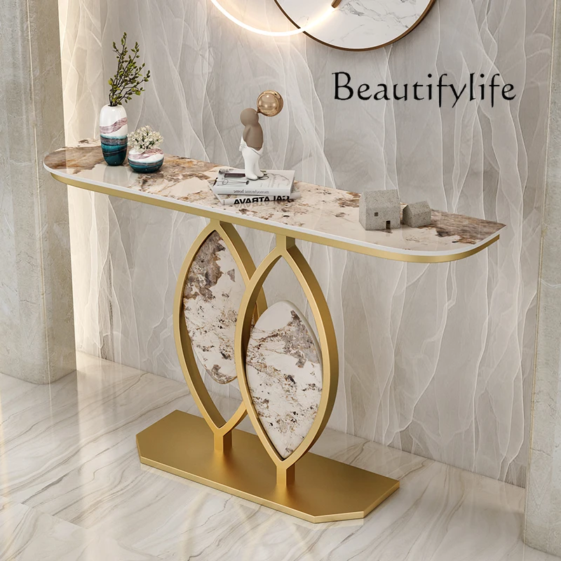 Italian light luxury entrance table aisle entry simple semicircular end view table creative art high sense