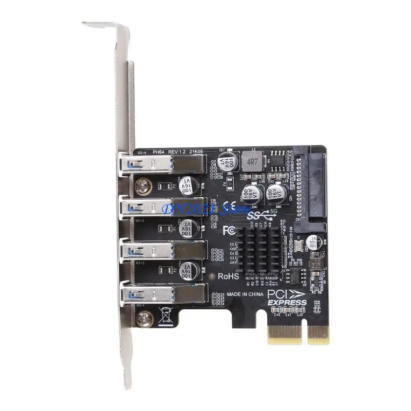 

F3KE 4 Port PCI-E To USB HUB PCI for Express Expansion Card Adapter 5 Gbps Speed