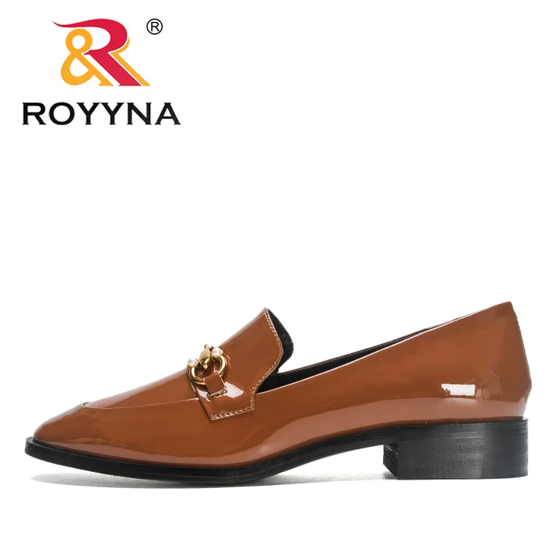 ROYYNA 2023 New Designers High Heels Shoes Women  Korean Style Shoes Ladies Chunky Heels Round Toe Patent  Footwear Fashion shoe