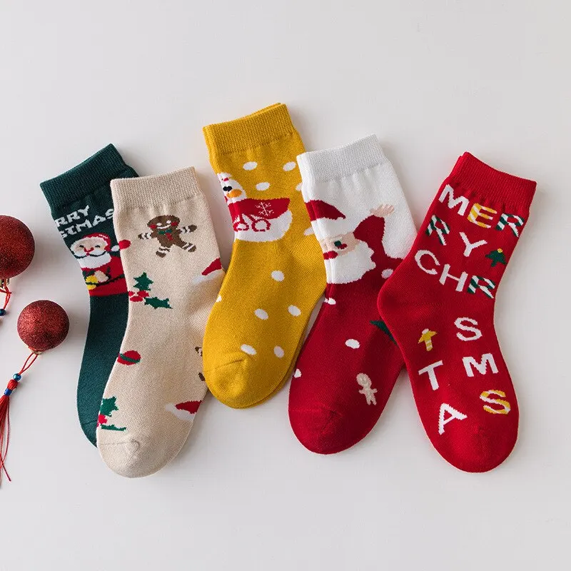 Kids Christmas Socks For 1-10Years Children\'s Short Socks Girls Boys Winter Warm Cotton Toddler New Year Gift Santa Claus Socks