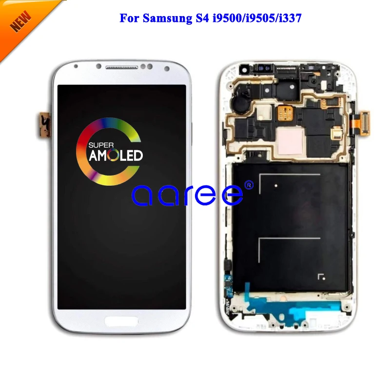 100% tested Super AMOLED For Samsung S4 I9500 LCD For Samsung S4 I950 I337 LCD Screen Touch Digitizer Assembly with frame