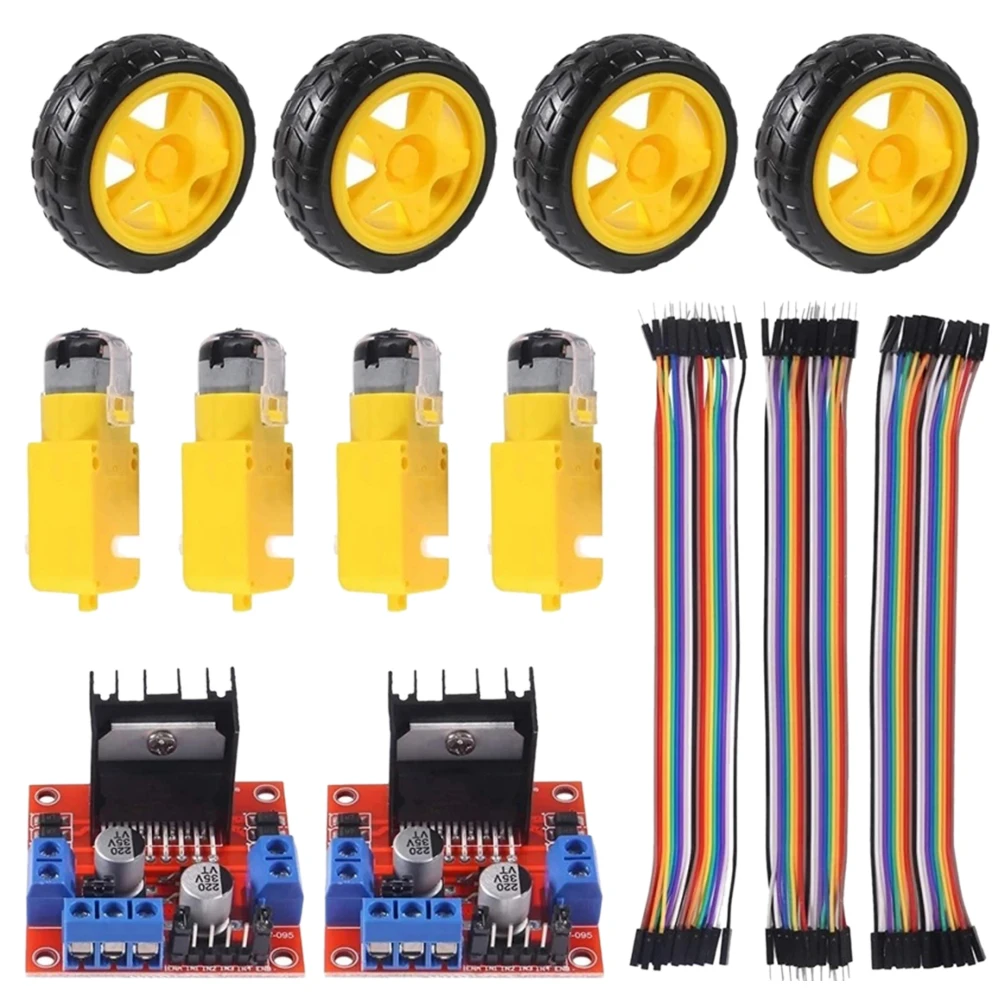 4PCS DC 3-6V Electric Motor with 4Pcs Plastic Tire Wheel Gear Motor DIY Kit TT Magnetic Gearbox Engine for Arduino Smart Car